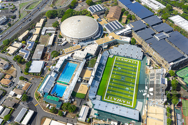 美国夏威夷城市航拍全景图片素材