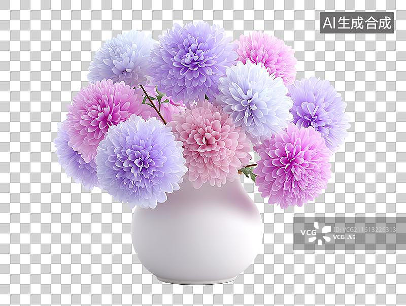 【AI数字艺术】一个装满鲜花的卡通花瓶图片素材