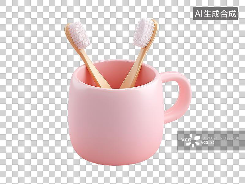【AI数字艺术】放着牙刷的漱口杯图片素材