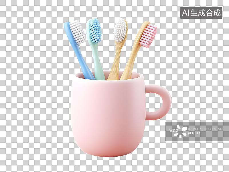 【AI数字艺术】放着牙刷的漱口杯图片素材