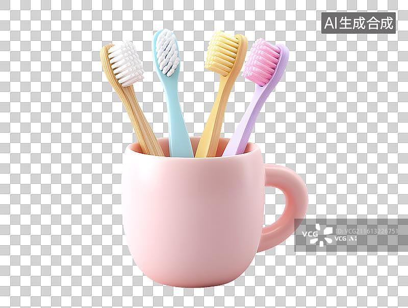 【AI数字艺术】放着牙刷的漱口杯图片素材
