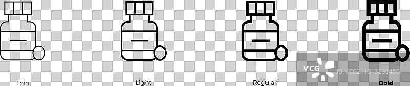 药物图标，细体、亮体、常规和粗体样式图片素材