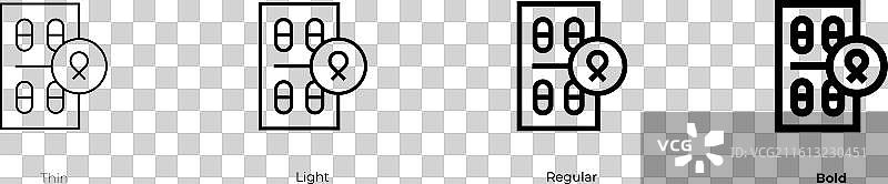 药品图标，细体、亮体、常规和粗体样式图片素材