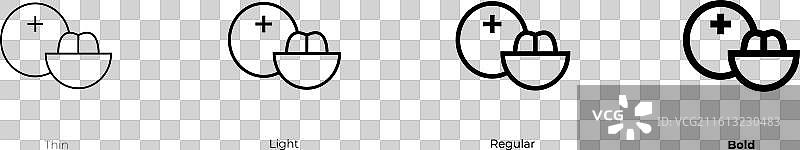 枇杷图标，细体、亮体、常规和粗体样式图片素材