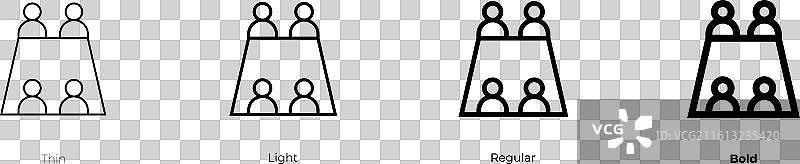 会议图标，细体、亮体、常规和粗体样式图片素材