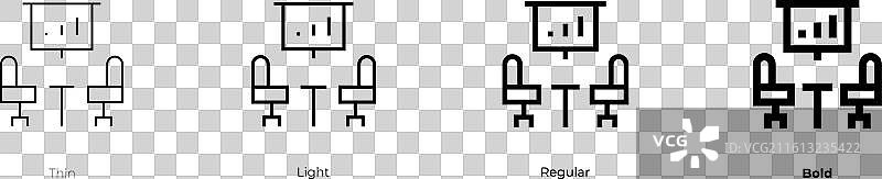 会议室图标，细体、浅色、常规和粗体图片素材
