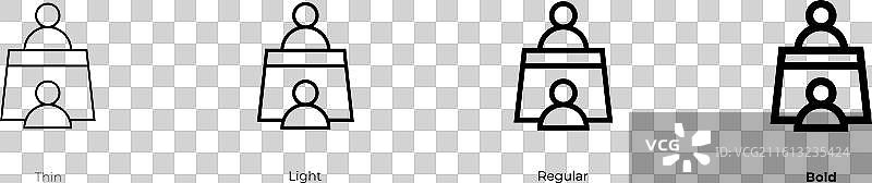 会议室图标：细体、亮色、常规和粗体图片素材