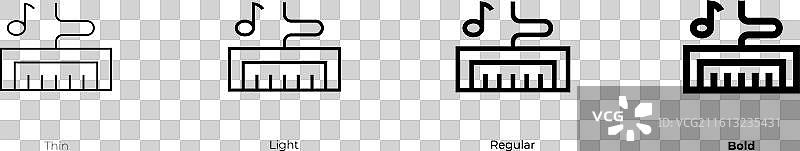 手风琴图标，细体、浅色、常规和粗体样式图片素材