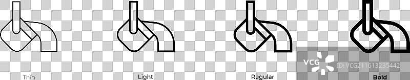 融化图标，细体、亮体、常规和粗体样式图片素材