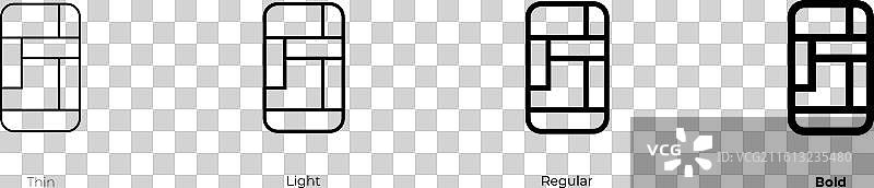 记忆游戏图标，细体、亮体、常规体和粗体图片素材