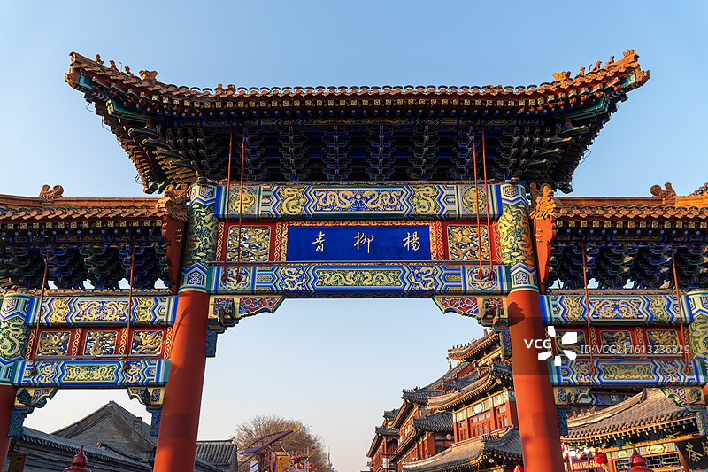 天津杨柳青古镇标志牌坊图片素材
