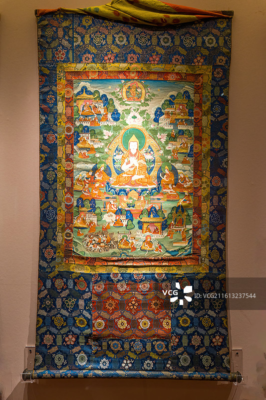 宗喀巴大师画传唐卡组画图片素材