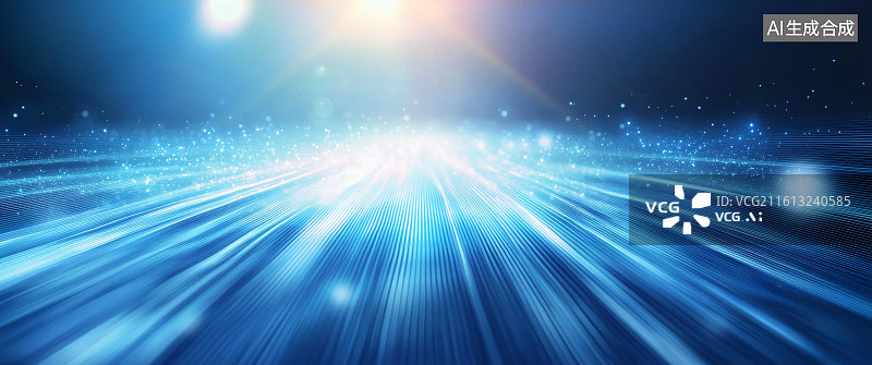 【AI数字艺术】蓝色虚拟放射光线图片素材