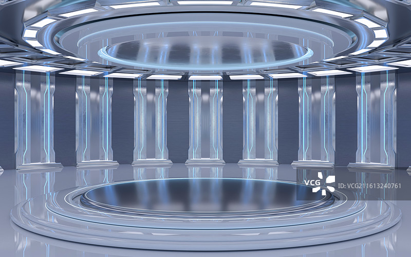 三维电商白色科幻展品展示圆形舞台空间图片素材