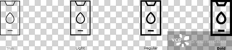 月经追踪应用图标，细线、浅色、常规和粗体图片素材
