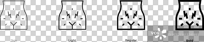 月经图标，细体、亮色、常规和粗体样式图片素材