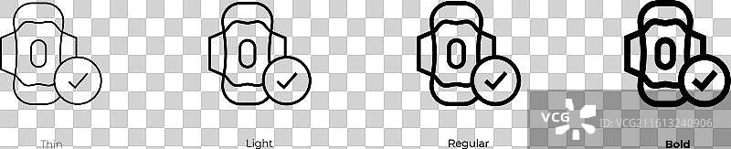 月经图标，细体、亮体、常规和粗体图片素材