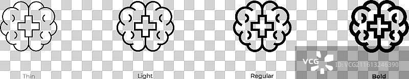 心理健康图标，细、浅、常规和粗体图片素材