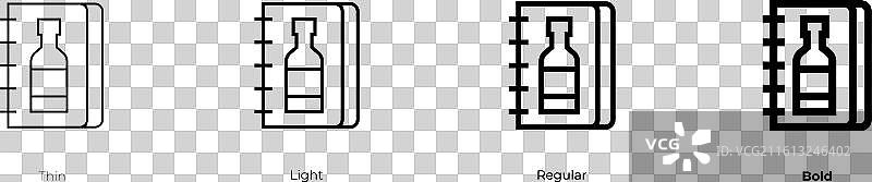 菜单图标，细体、亮体、常规和粗体样式图片素材