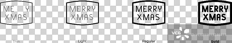 圣诞快乐图标，细线、亮线、常规和粗体图片素材