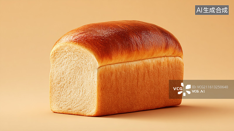 【AI数字艺术】浅棕背景下的吐司面包美食场景图片素材
