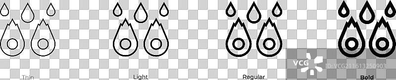 流星雨图标，细体、亮体、常规体和粗体图片素材