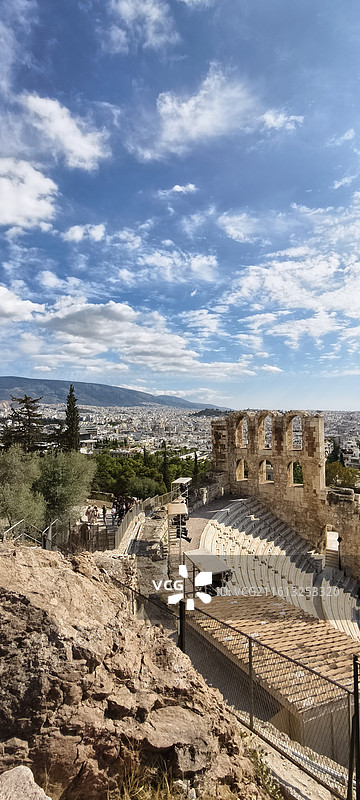 希腊雅典卫城（其中包括山门，帕特农神庙，伊瑞克提翁神庙，雅典娜胜利神庙）剧院图片素材