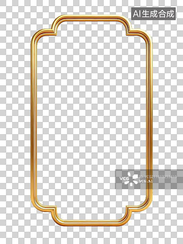 【AI数字艺术】3D中国风极简装饰金色边框免扣元素图片素材