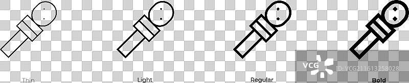 麦克风图标，细体、亮体、常规和粗体样式图片素材