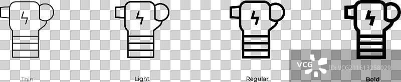 麦克风图标，细体、亮体、常规体和粗体样式图片素材