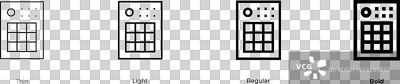 MIDI图标，细、浅、常规和粗体样式图片素材