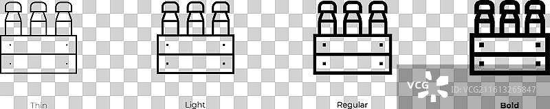 牛奶图标，细体、浅体、常规和粗体样式图片素材