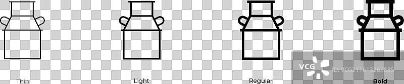 牛奶罐图标，细体、常规体和粗体样式图片素材
