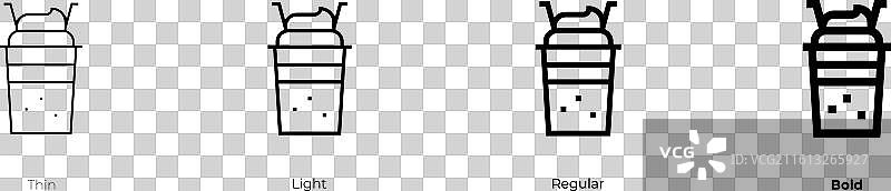 奶昔图标，细体、亮体、常规和粗体样式图片素材