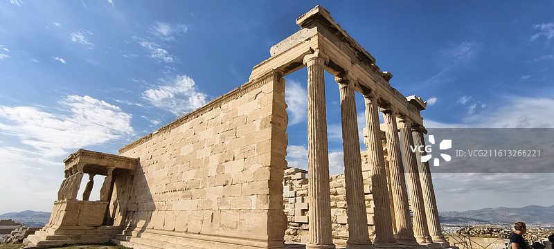 希腊雅典卫城（其中包括山门，帕特农神庙，伊瑞克提翁神庙，雅典娜胜利神庙）图片素材