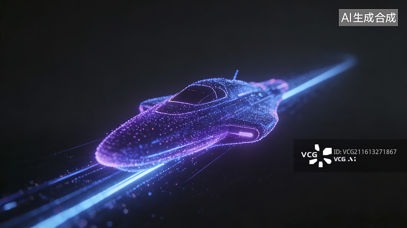 【AI数字艺术】未来感粒子飞船数字艺术图片素材