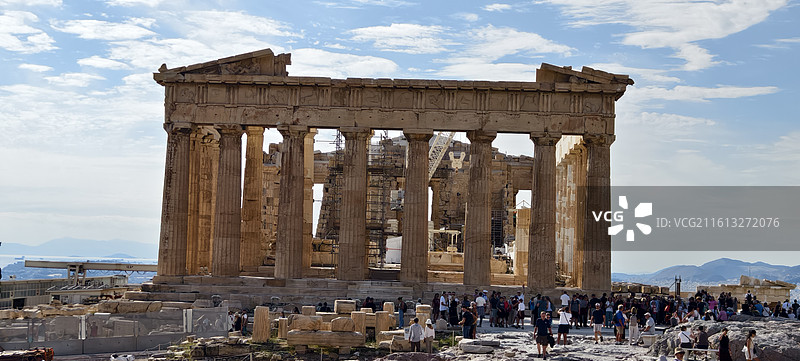 希腊雅典卫城（其中包括山门，帕特农神庙，伊瑞克提翁神庙，雅典娜胜利神庙）图片素材