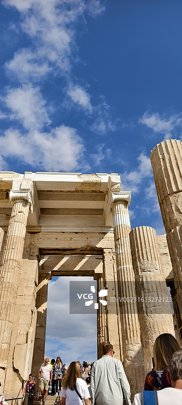 希腊雅典卫城（其中包括山门，帕特农神庙，伊瑞克提翁神庙，雅典娜胜利神庙）图片素材