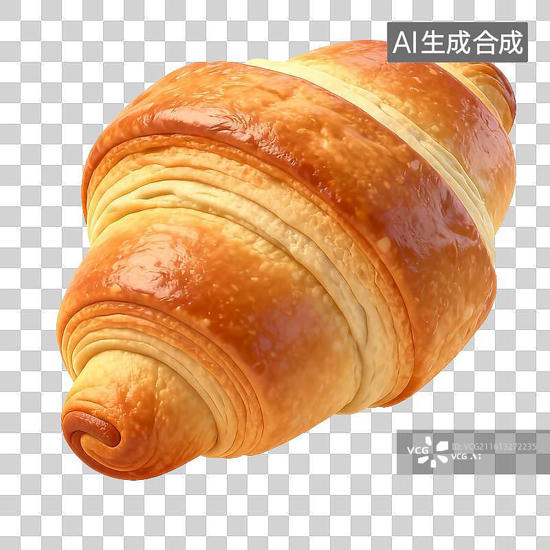 【AI数字艺术】金黄酥脆的法式牛角包图片素材