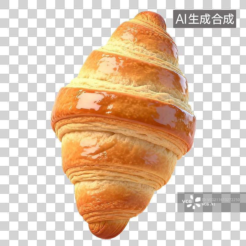 【AI数字艺术】金黄酥脆的法式牛角包图片素材