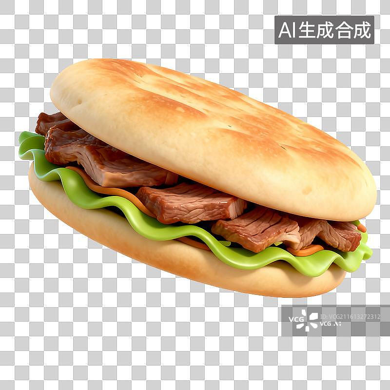 【AI数字艺术】芝麻面包牛肉汉堡3D渲染图片素材