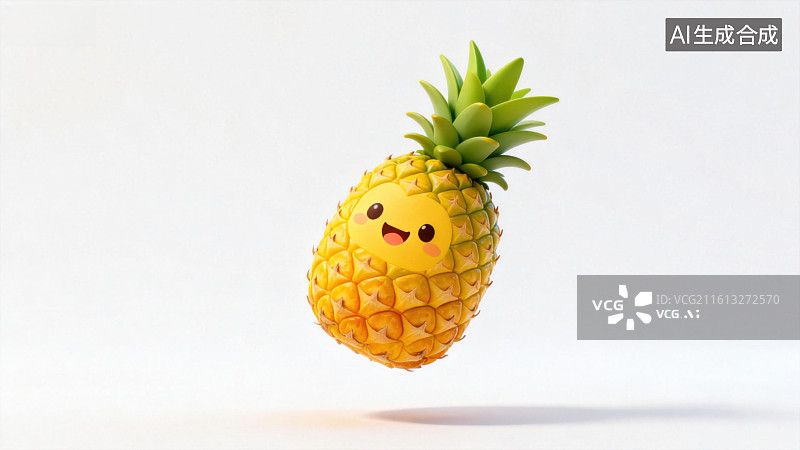 【AI数字艺术】卡通菠萝悬浮于空中图片素材