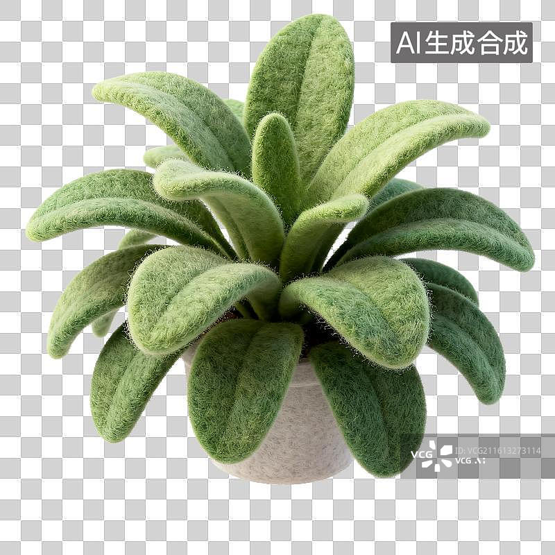 【AI数字艺术】手工毛毡盆栽装饰植物图片素材