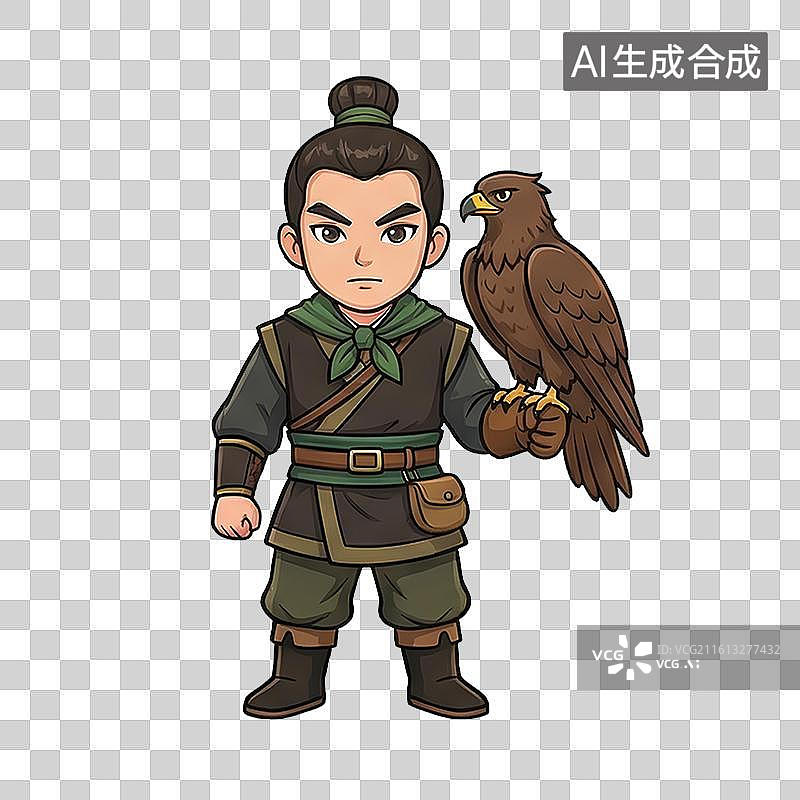 【AI数字艺术】卡通国潮风格水浒英雄扑天雕李应图片素材