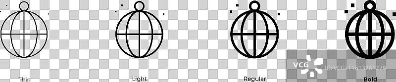 镜面球图标，细光，常规和粗体图片素材