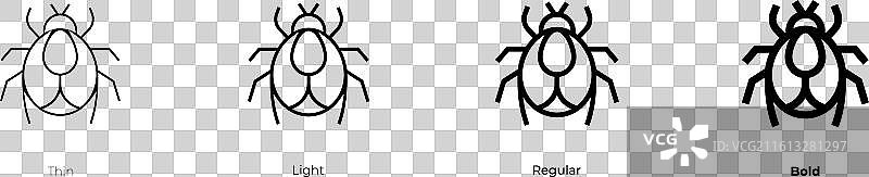 螨虫图标，细体、亮体、常规体和粗体样式图片素材