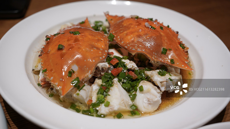 葱油梭子蟹图片素材