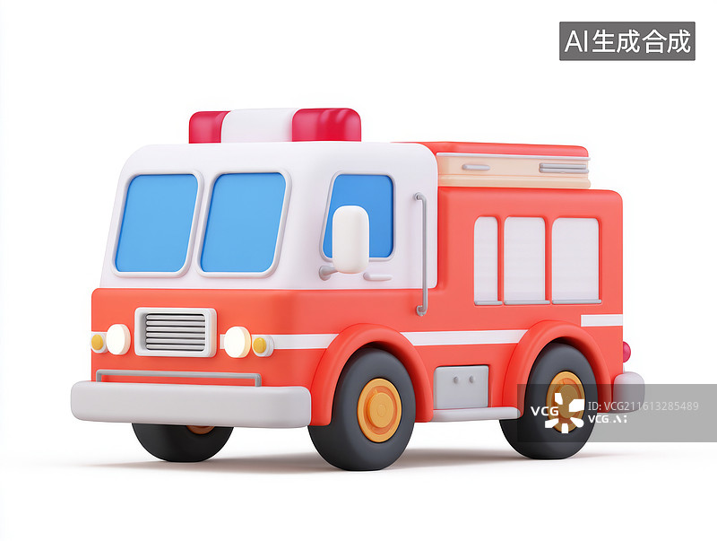 【AI数字艺术】卡通风格的消防车图片素材