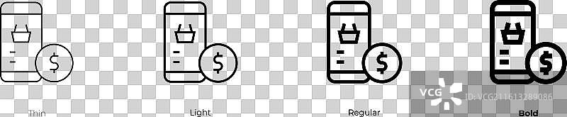 移动支付图标，细、浅、常规和粗体图片素材