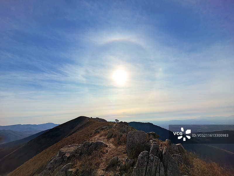元旦，莒县梁甫山，日晕图片素材